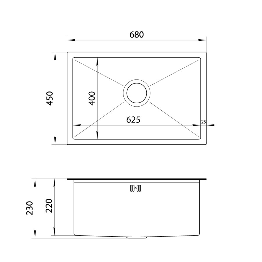 Nett NB-6845 со смесителем Габаритные размеры