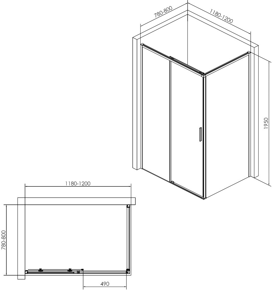 Imprese Osser 120x80x195 (s6400601TR) Габаритные размеры