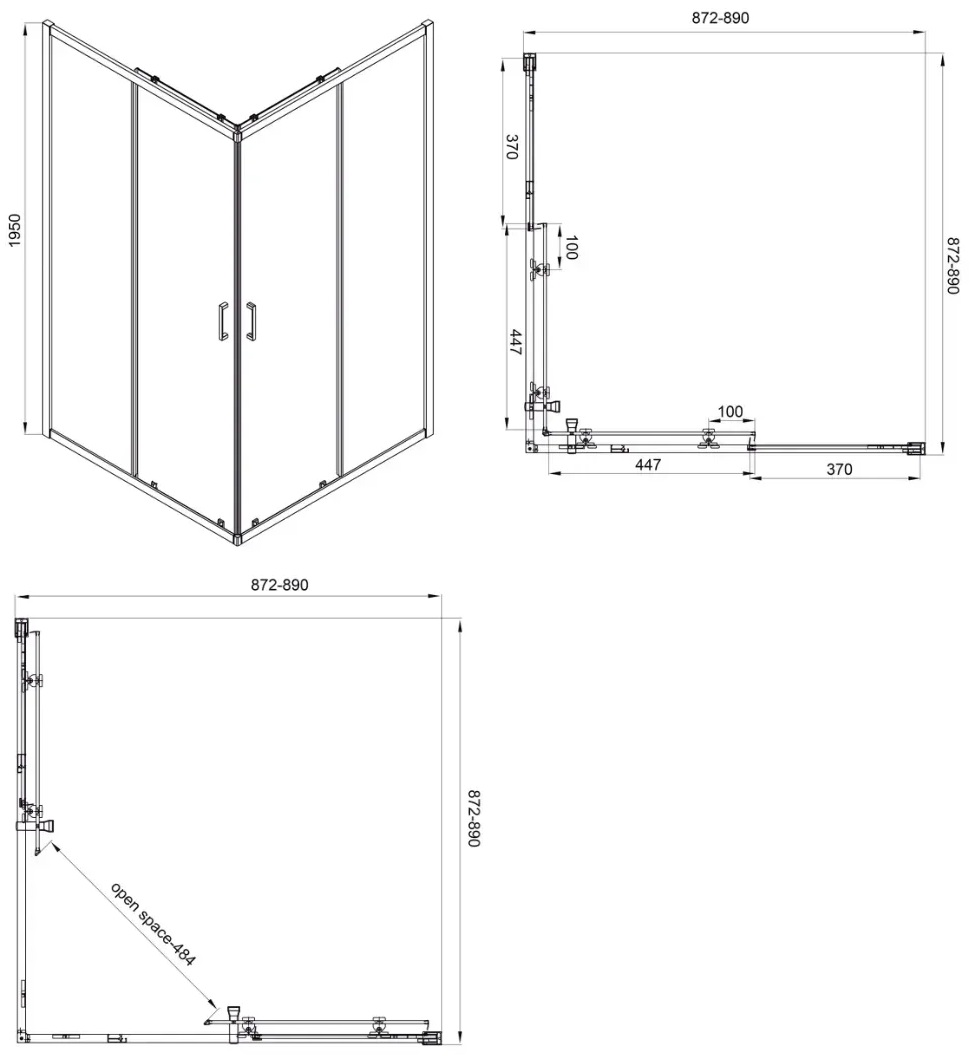 Koller Pool Line Cube 90x90 (1439642504) Габаритні розміри