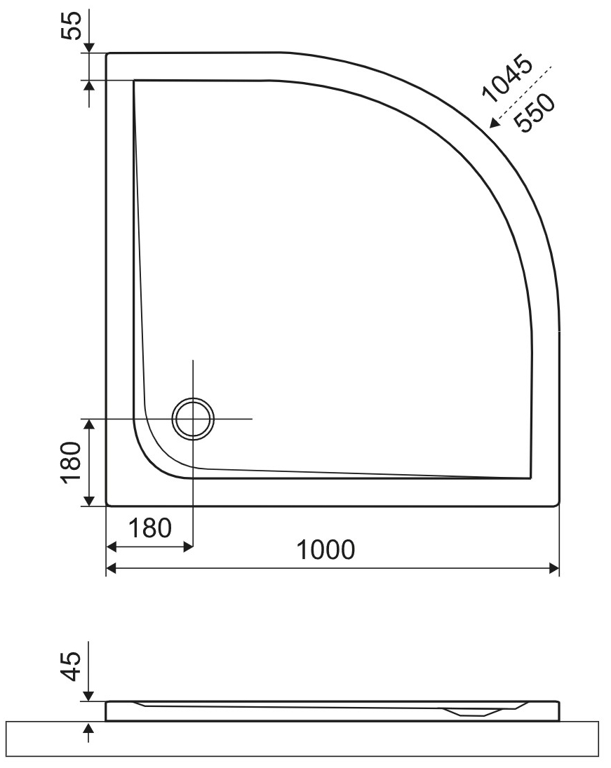 Excellent Sense X 1000x1000 мм черный (BREX.1404.100.100.BLN) Габаритные размеры