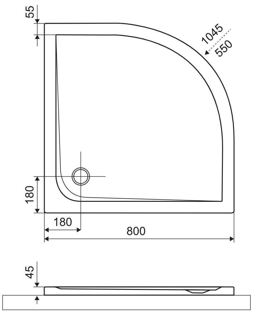 Excellent Sense X 800x800 мм белый (BREX.1404.080.080.WHN) Габаритные размеры