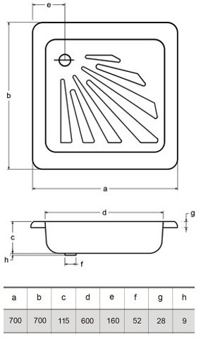 Pro Steel 700x700x150 mm (PS 70*70) Габаритні розміри