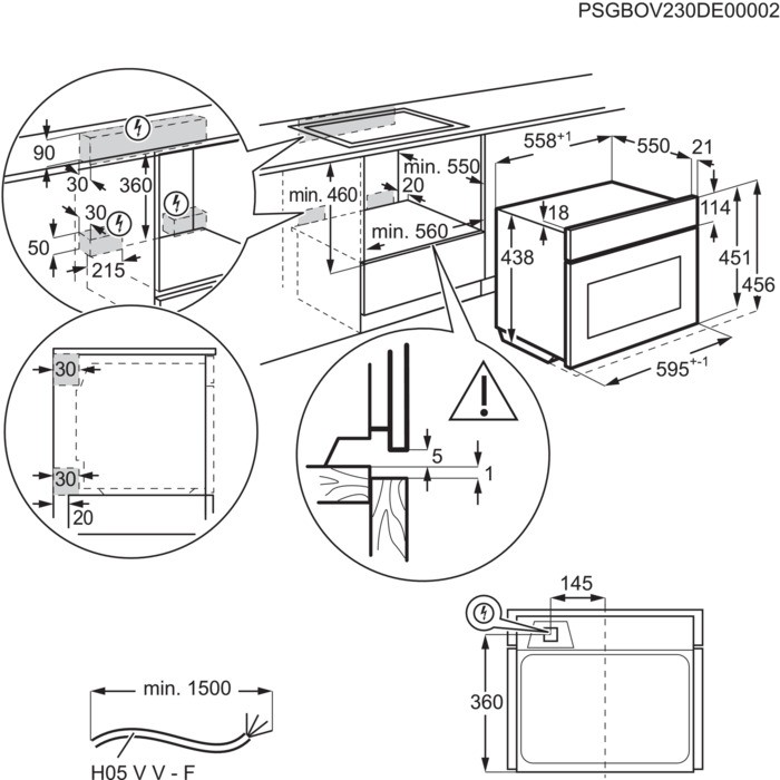 Electrolux EVM8E09X Габаритные размеры