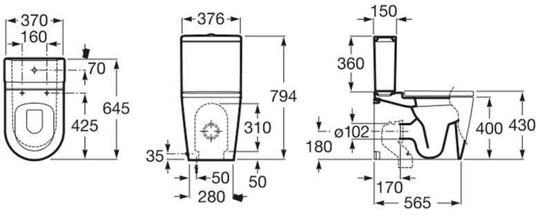 Roca Inspira Round A342528000 Габаритні розміри