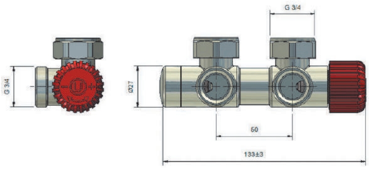 Vario Term Twins, кутовий, правий, TSGS0206CFK/P, білий Габаритні розміри