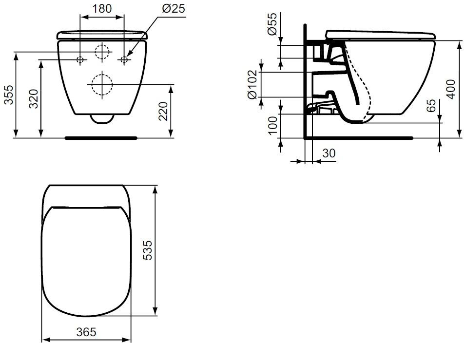 Ideal Standard Tesi (79330079) Габаритные размеры