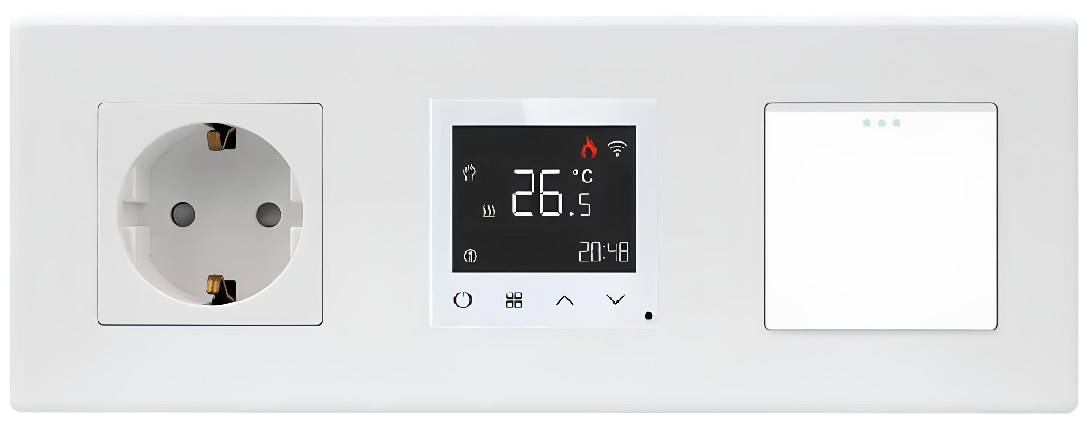 Терморегулятор + выключатель + розетка 1DAL P228-SW1G-TRWF-ST.WT