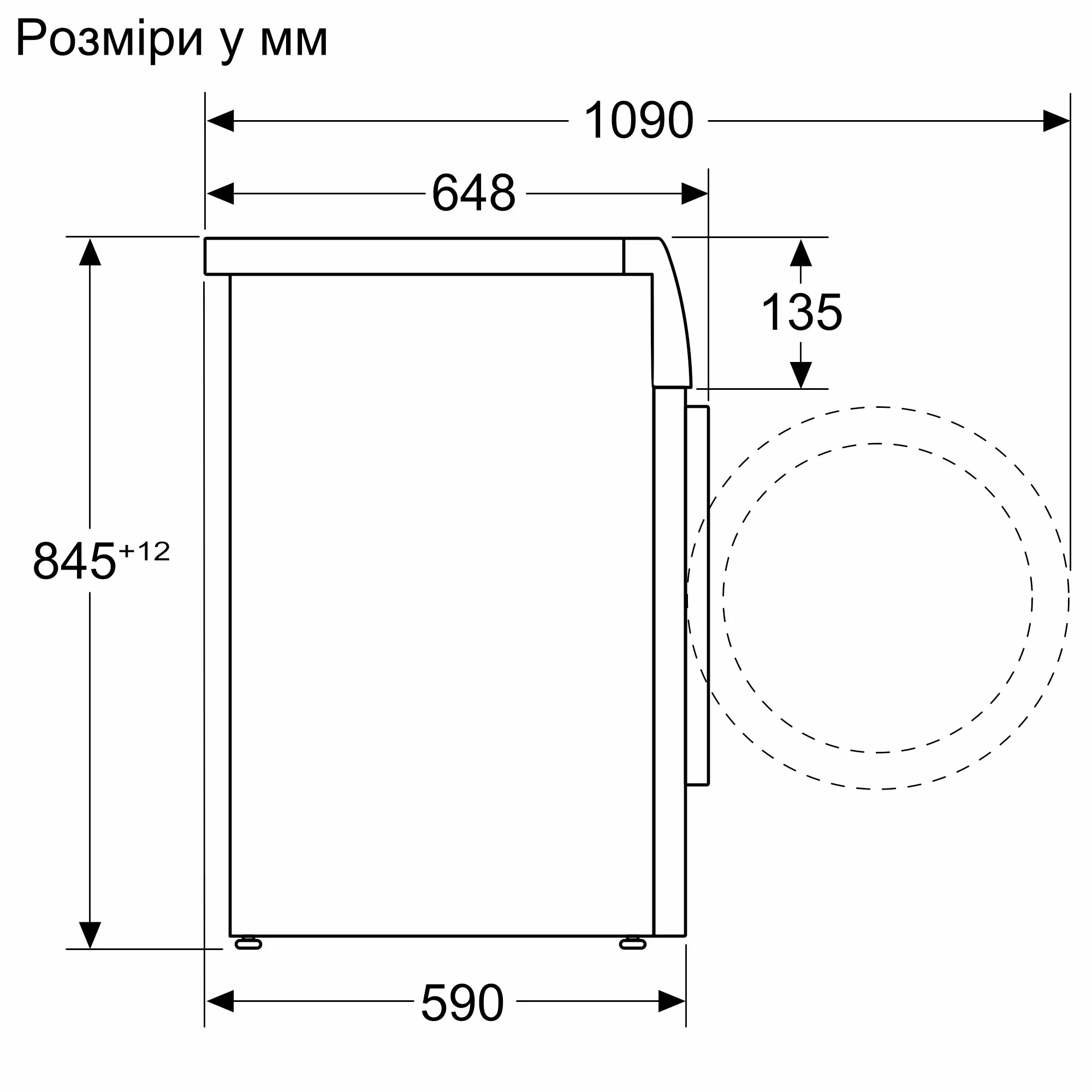 Bosch WGB256A1UA Габаритні розміри