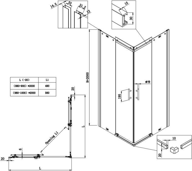 Koer SR SC03-100x100x200-TR-01 (KR5357) Габаритные размеры
