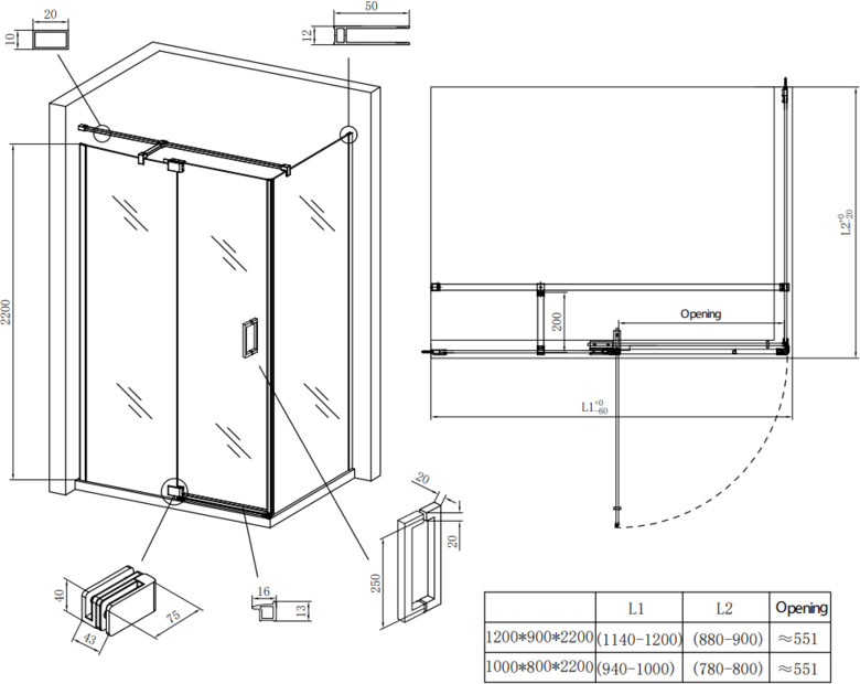 Koer SR SC02-100x80x200-TR-01 (KR5355) Габаритные размеры