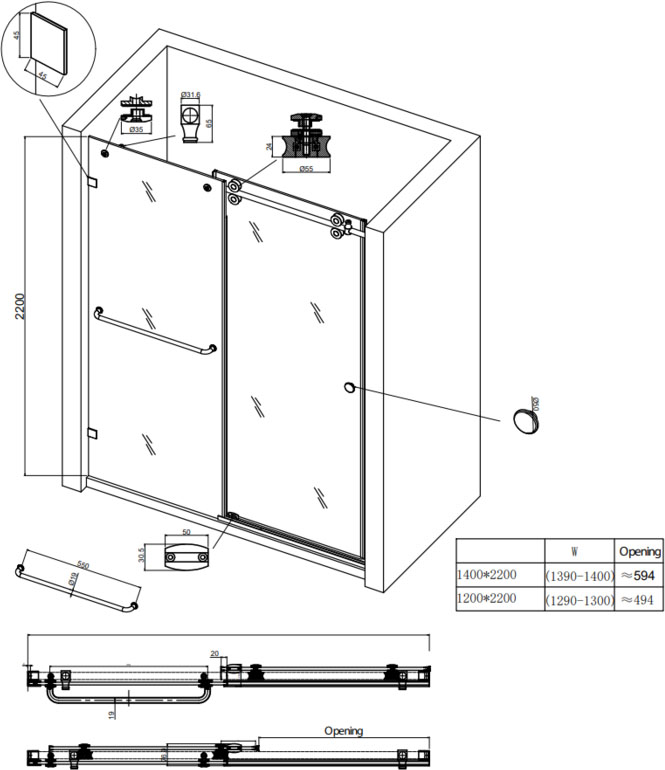 Koer SR SD06-140x220-TR-07 (KR5369) Габаритные размеры