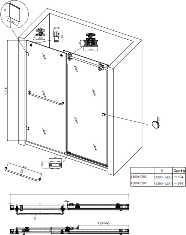 Koer SR SD06-120x220-TR-01 (KR5367) Габаритные размеры