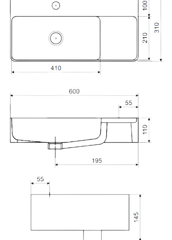 Excellent Ness 60x31 см (CENL.3519.600.WH) Габаритні розміри