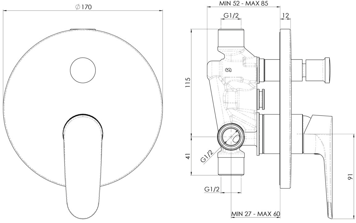 Nobili Portofino PO112100CR Габаритные размеры