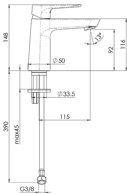 Nobili Portofino PO112118-3CR Габаритные размеры