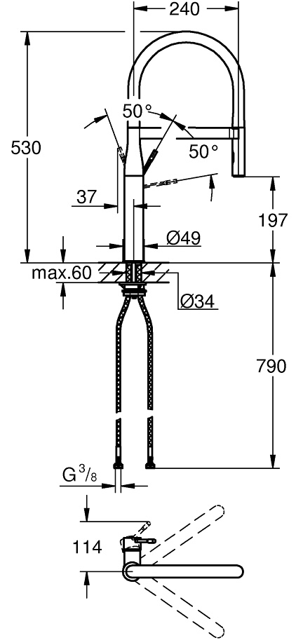 Grohe Essence 30294DL0 Габаритные размеры