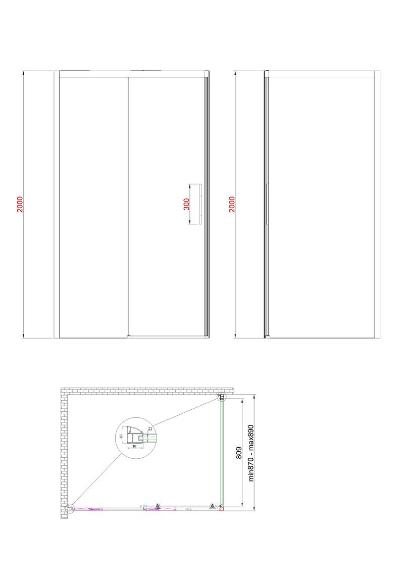 Koer SR SW05-90x200-TR-01 (KR5407) Габаритні розміри
