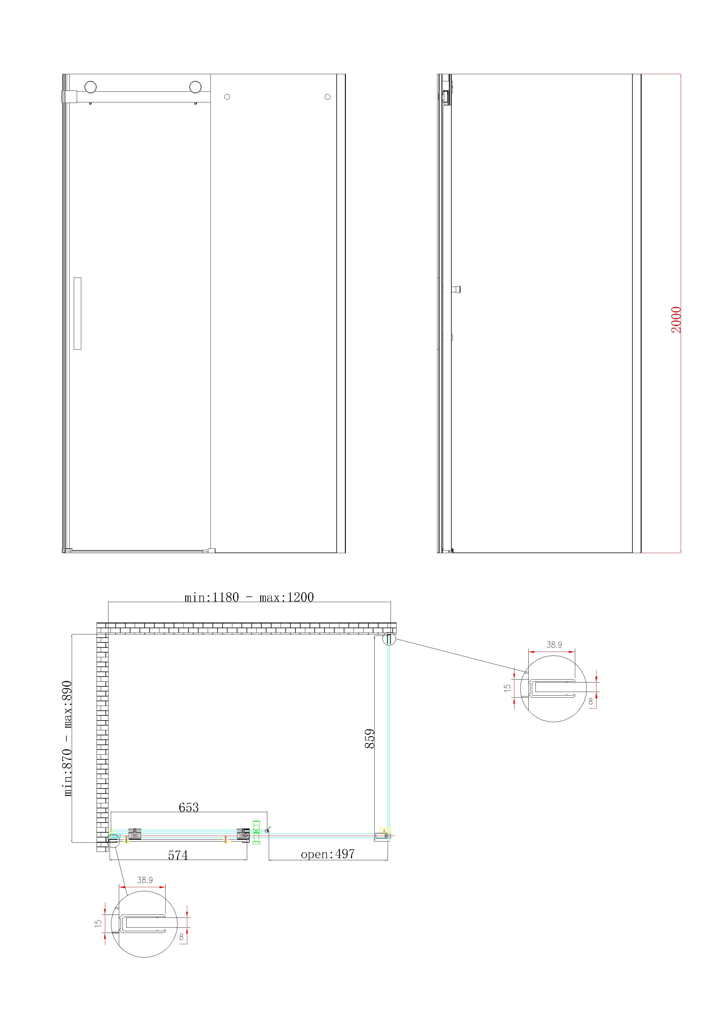 Koer SR SW01-90x200-TR-07 (KR5382) Габаритные размеры