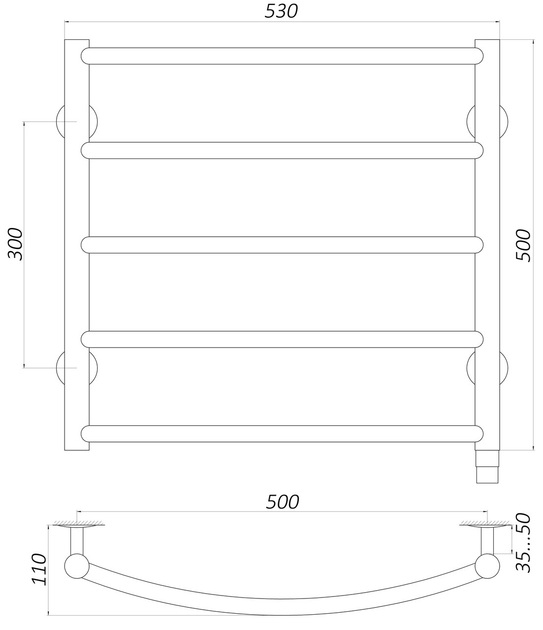 Unio LD EU 500-500-5 BLK Габаритні розміри