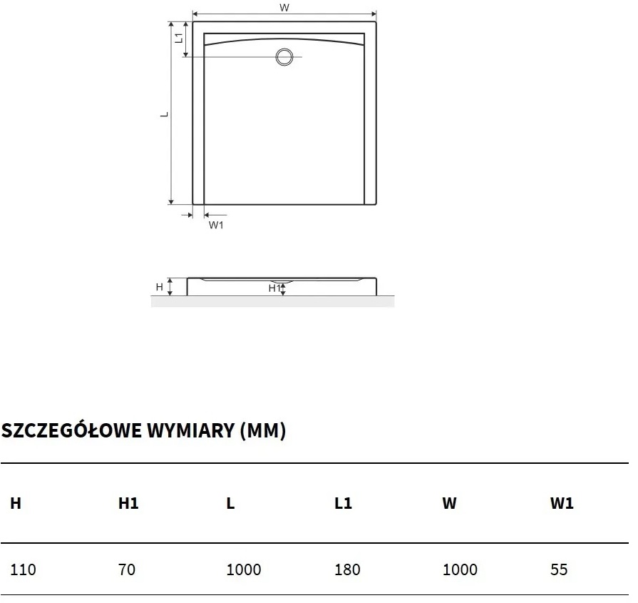 Excellent Forma X 1000x1000 мм білий (BREX.1402.100.100.WHC) Габаритні розміри