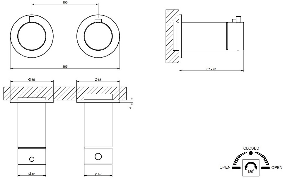 Gessi 316 Black XL (54234299) Габаритні розміри