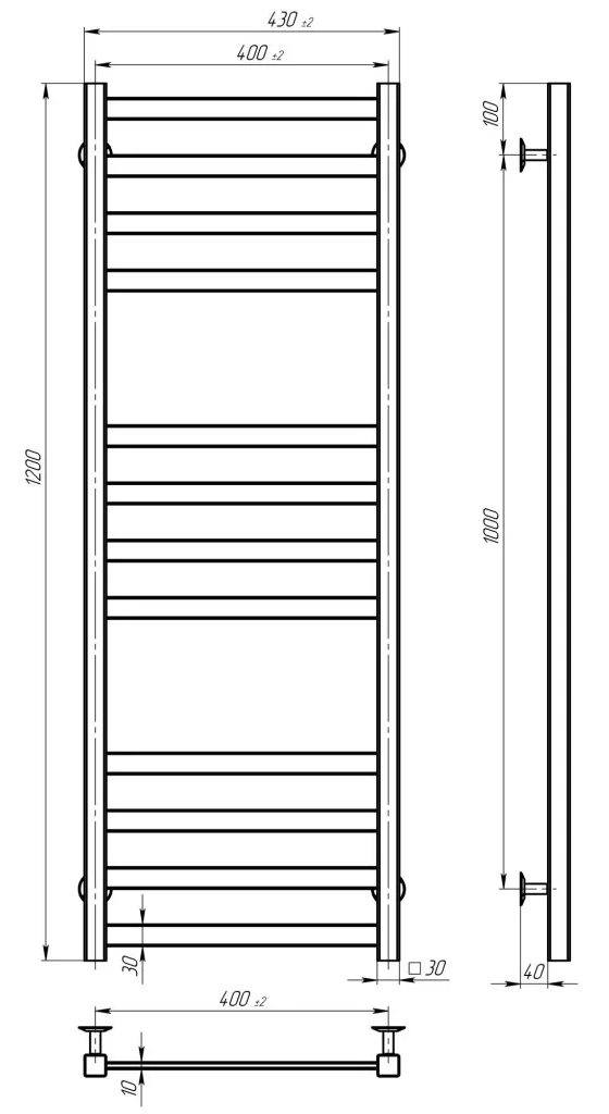 Deffi Avast ЧФ П12 400*1200 Е Білий, WD04, Праве підключення (B.AV.120.40.12.E.W.R.4) Габаритні розміри