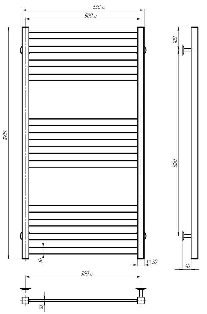 Deffi Avast ЧФ П12 500*1000 Е Білий, WD04, Ліве підключення (B.AV.100.50.12.E.W.L.4) Габаритні розміри