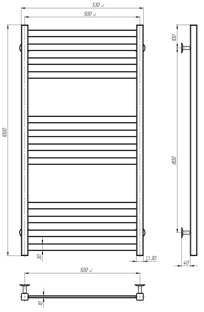 Deffi Avast ЧФ П12 500*1000 Е Чорний, JD04, Праве підключення (B.AV.100.50.12.E.B.R.2) Габаритні розміри