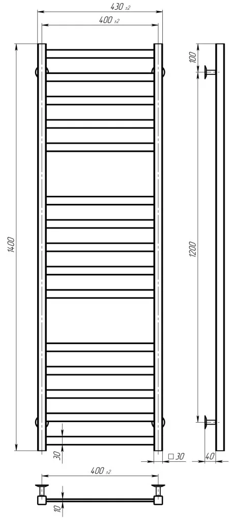 Deffi Avast ЧФ П15 400*1400 Е Білий, WD04, Ліве підключення (B.AV.140.40.15.E.W.L.4) Габаритні розміри
