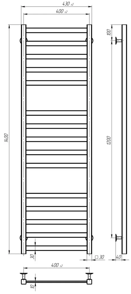 Deffi Avast ЧФ П15 400*1400 Е Білий, WD04, Праве підключення (B.AV.140.40.15.E.W.R.4) Габаритні розміри
