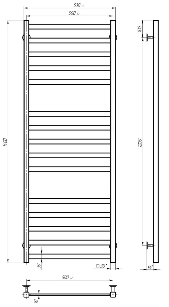 Deffi Avast ЧФ П15 500*1400 Е Білий, WD04, Ліве підключення (B.AV.140.50.15.E.W.L.4) Габаритні розміри