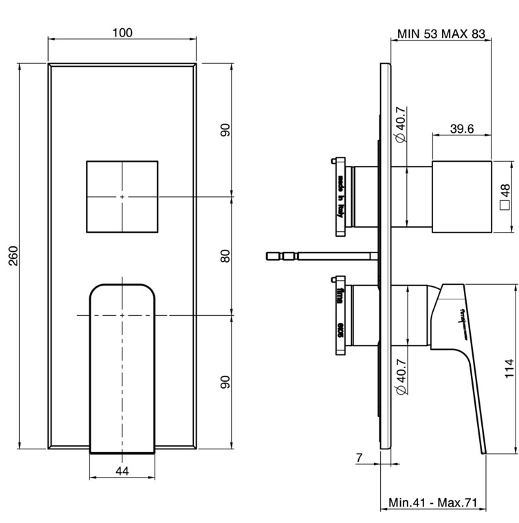 Fima Carlo Frattini Fit Black matt (F3389X6NS) Габаритні розміри
