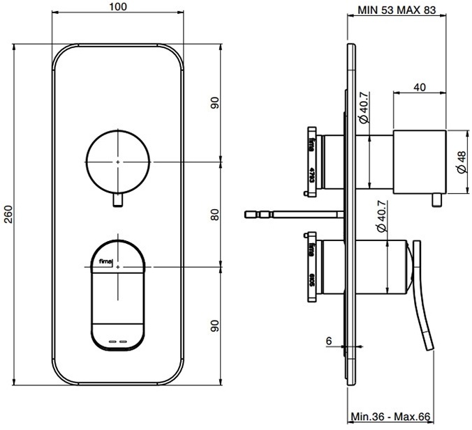 Fima Carlo Frattini Flo (F3809X6CR) Габаритні розміри