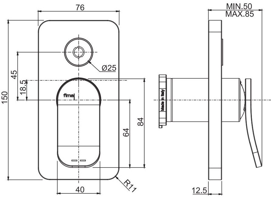 Fima Carlo Frattini Flo F3809E2CR Габаритні розміри