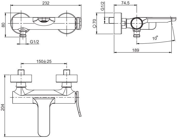 Fima Carlo Frattini Flo (F3804-1CR) Габаритные размеры