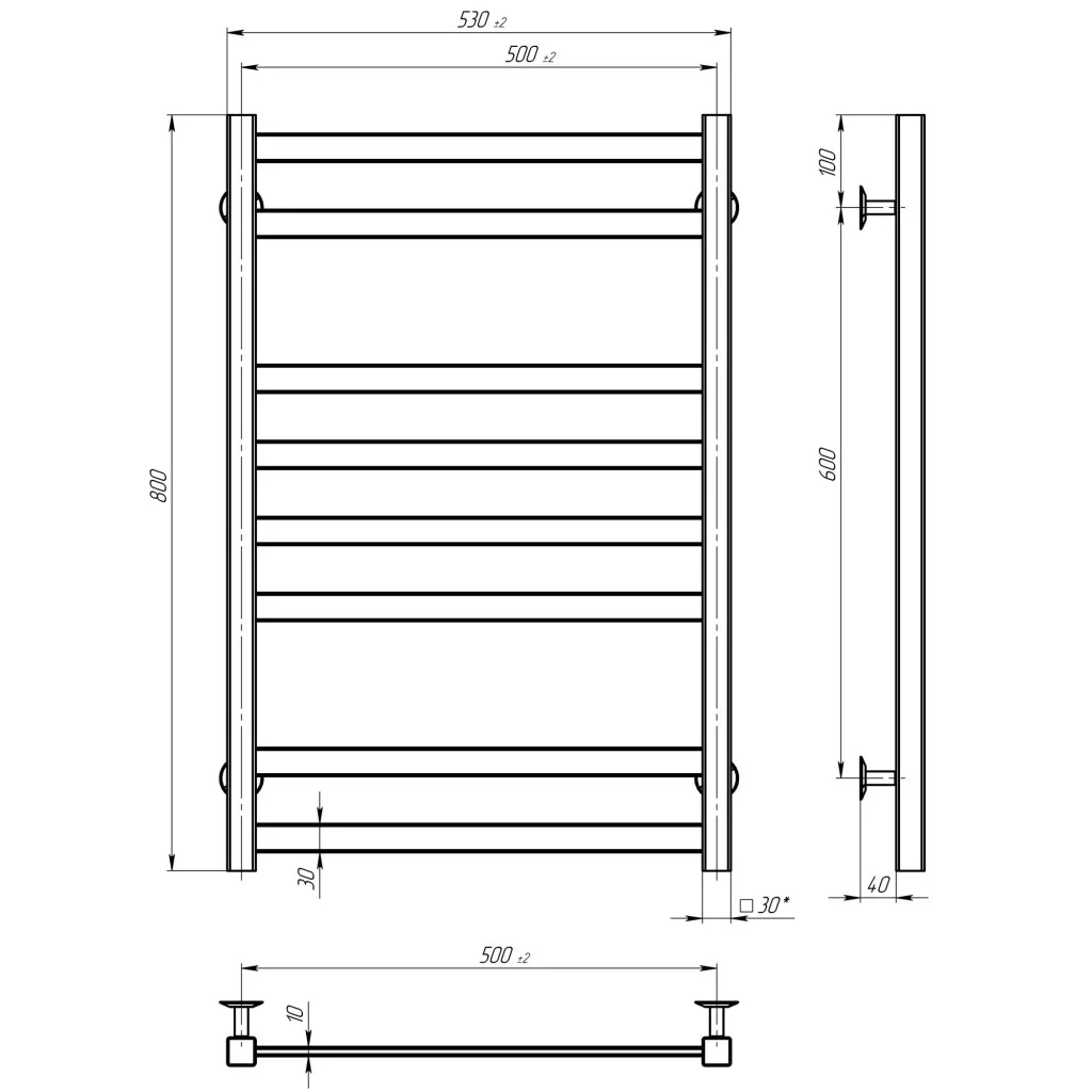Deffi Avast ЧФ П8 500*800 Е Чорний, JD04, Праве підключення (B.AV.80.50.8.E.B.R.2) Габаритні розміри