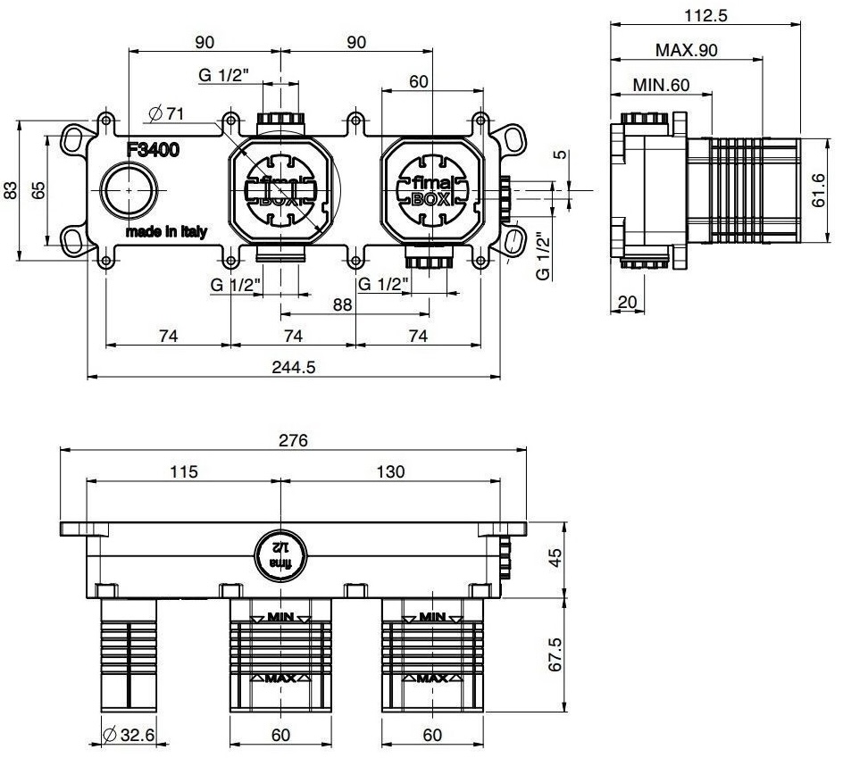 Fima Carlo Frattini F3400 Габаритні розміри