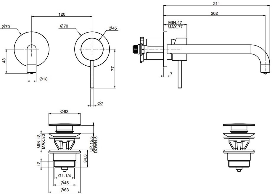 Fima Carlo Frattini Spillo Up F3051WLX9CR Габаритні розміри