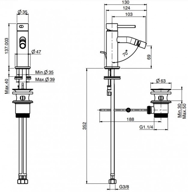 Fima Carlo Frattini Spillo Up F3032XSCR Габаритні розміри
