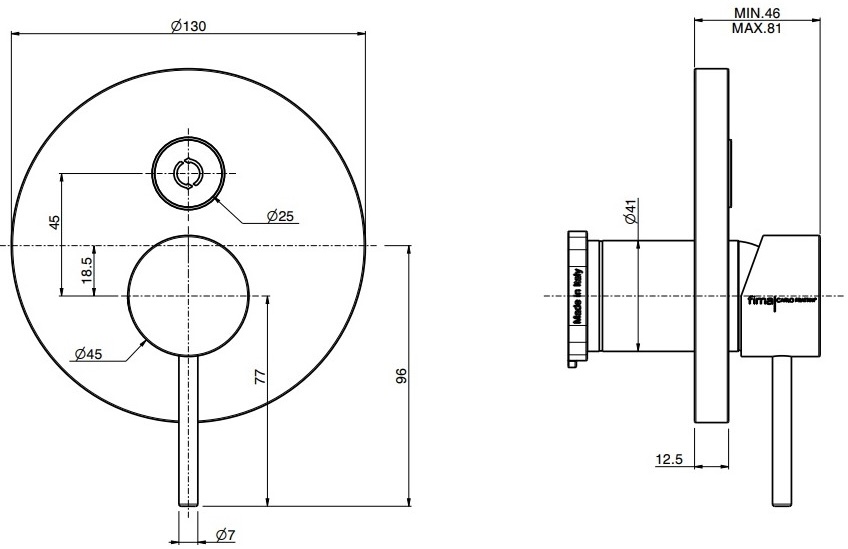 Fima Carlo Frattini Spillo Up F3039E2CR Габаритні розміри