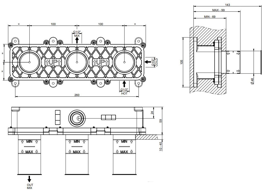 Gessi 54139239 Габаритні розміри