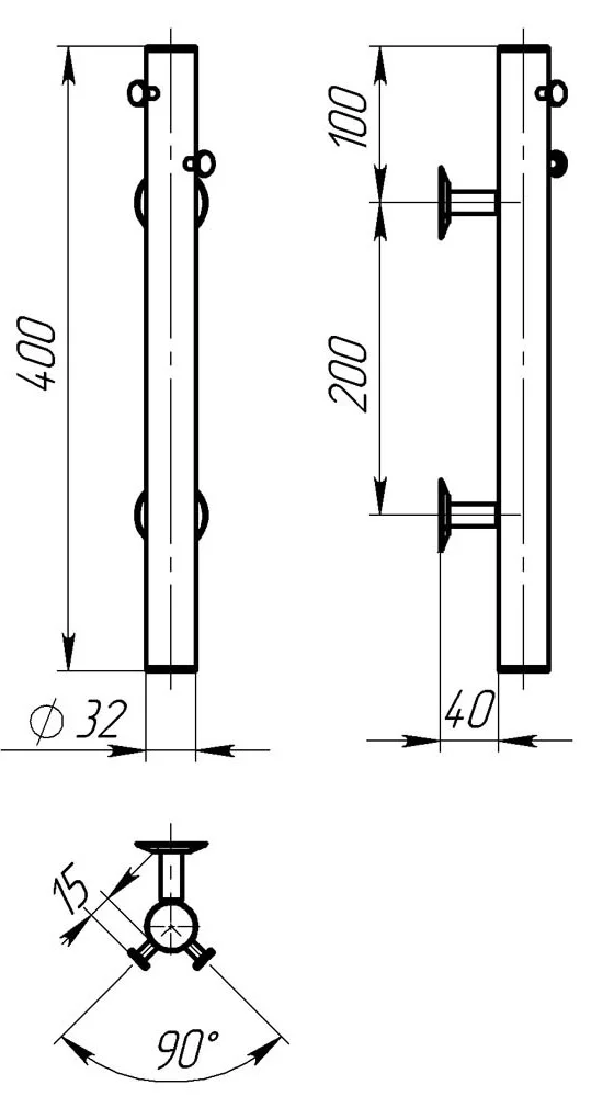 Deffi Chloe 30*400 Е Чорний, JD03 (C.MK.40.30.E.B.U.1) Габаритні розміри