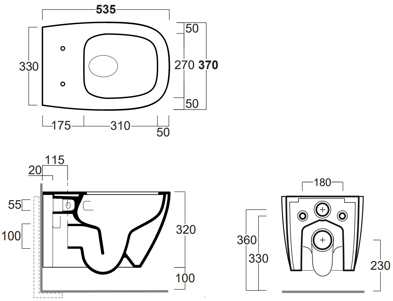 Simas Juniper JU18/F85/JU004, Glossy White Габаритні розміри