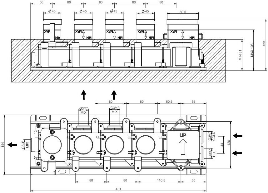 Gessi 63013031 Габаритні розміри