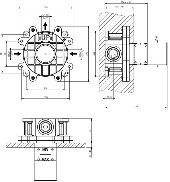 Gessi 63412239 Габаритні розміри