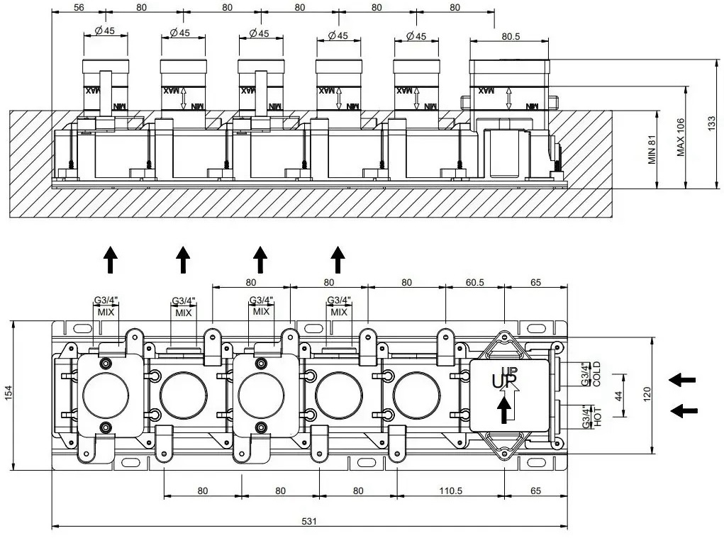 Gessi 63015031 Габаритні розміри