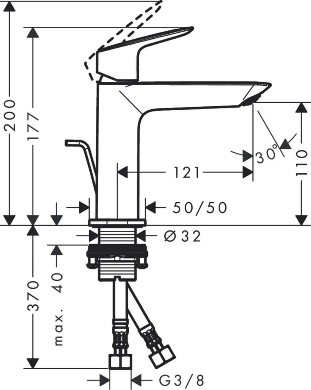 Hansgrohe Logis 71254000 Габаритные размеры