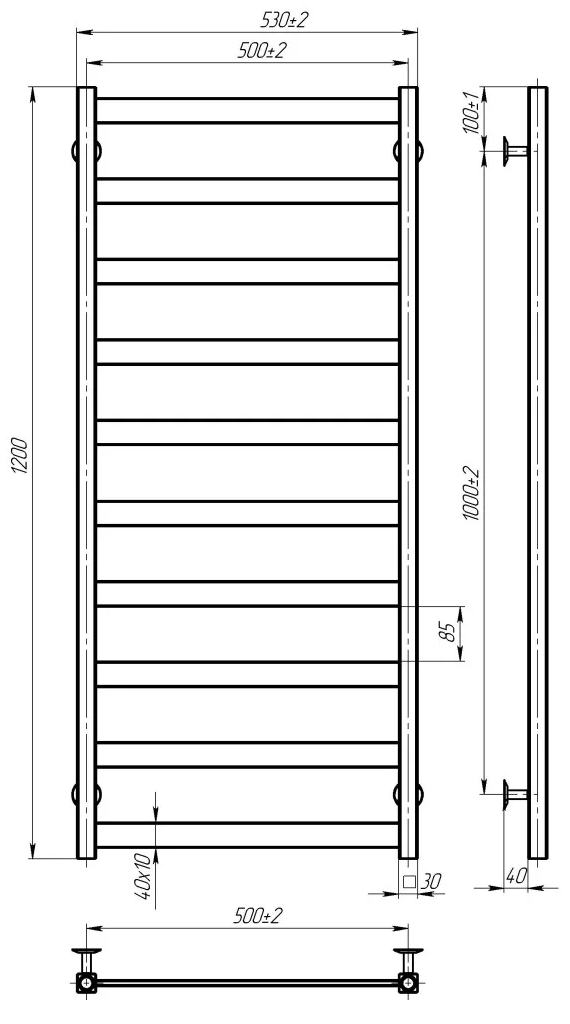 Deffi Harmony ЧФ П10 500*1200 Е Белый, WD04, Правое подключение (B.HR.120.50.10.E.W.R.4) Габаритные размеры