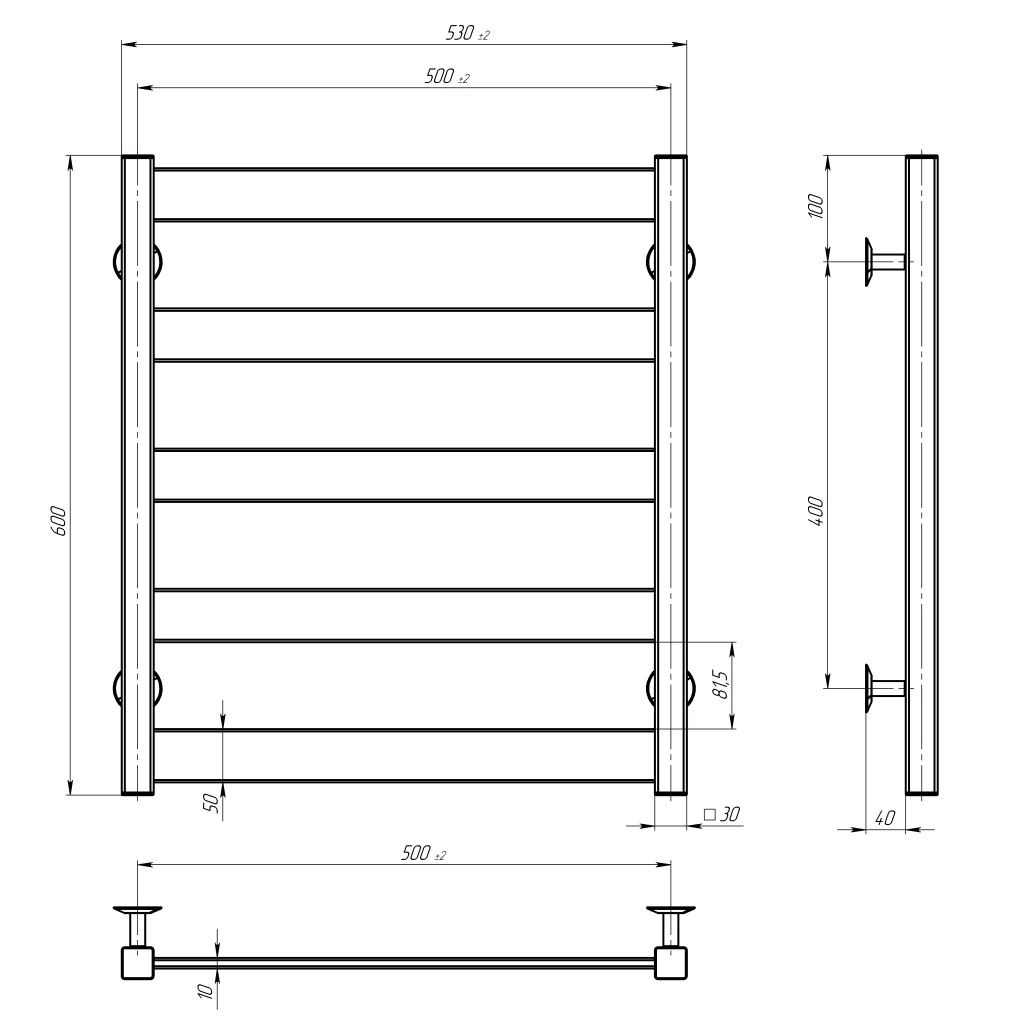 Deffi Harmony ЧФ П5 500*600 Е Білий, WD04, Праве підключення (B.HR.60.50.5.E.W.R.4) Габаритні розміри