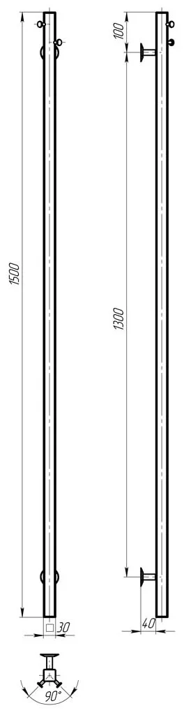 Deffi Holly 30*1500 Е Чорний, JD04 (C.MB.150.30.E.B.U.2) Габаритні розміри